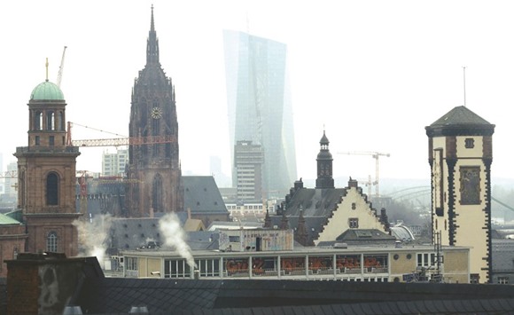 A view of the ECB headquarters in Frankfurt. On average, the ECB has required the banks on its watch to hold a Core Equity Tier 1 capital ratio of 9.9% this year, comfortably below an average ratio of around 13% for those banks as of last September.