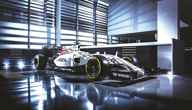 A recent but undated handout picture released by Williams Martini Racing shows the Williams Mercedes FW38 Formula One racing car at the Williams factory in Oxfordshire, southern England. Williams unveiled FW38 ahead of the upcoming Formula One season yesterday as they look to continue their recent upturn in fortunes. (AFP)