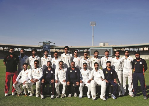 Pakistani cricketers and team officials from the Federally Administered Tribal Areas (FATA) pose for a photograph at the National Cricket Stadium in Karachi.