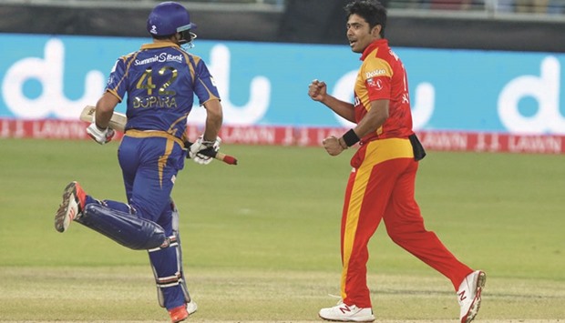 Islamabad United pacer Mohamed Sami ended with figures of 4-0-8-5. (PCB)