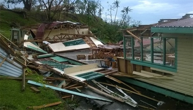 Damaged buildings in Fiji