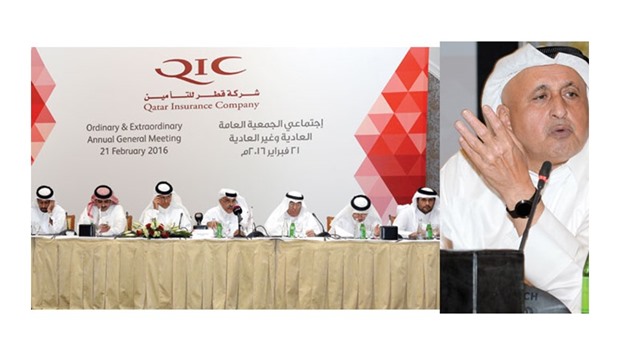 QIC annual meeting being chaired by Abdulla bin Khalifa al-Attiya, deputy chairman of the board of directors. PICTURES: Thajudheen