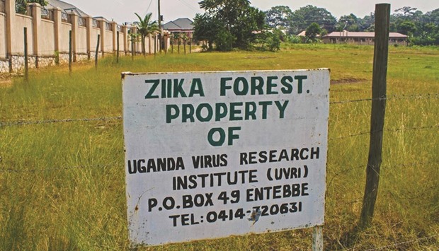 A sign post outside the Ziika forest in Uganda.