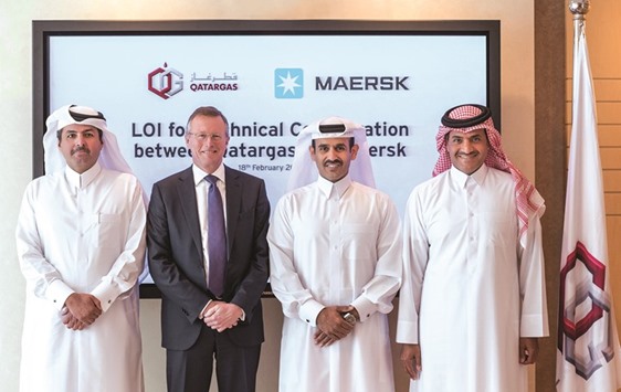 Sheikh Faisal, Maersk Oil Qatar deputy managing director; Andersen; Saad Sherida al-Kaabi, QP president & CEO and chairman of Qatargas board of directors; and Sheikh Khalid after signing the letter of intent.