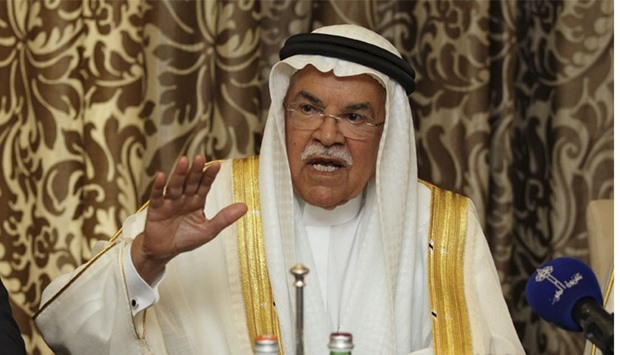 Saudi Arabia's Oil Minister Ali al-Naimi gestures as he attends a joint news conference with Russia's Energy Minister Alexander Novak, Qatar's Energy Minister Mohammad bin Saleh al-Sada, and Venezuela's Oil Minister Eulogio del Pino following their meeting in Doha, Qatar in this February 16, 2016 file photo