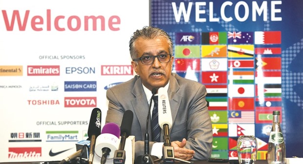File picture of Asian Football Confederation (AFC) chief Sheikh Salman bin Ebrahim al-Khalifah speaking at a press conference.