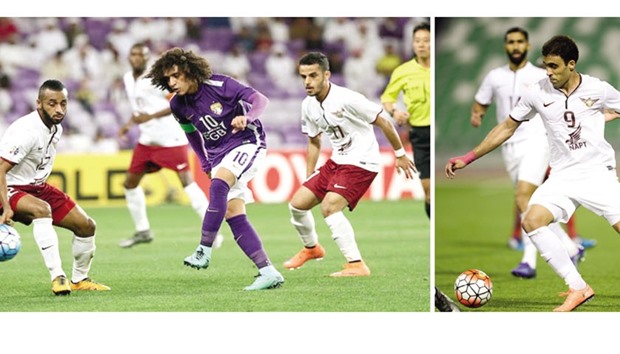 Action during the match between Qataru2019s El Jaish and UAEu2019s Al Ain yesterday. Right: File picture of Jaishu2019s Abderrazzaq Hamedallah who scored yesterday.