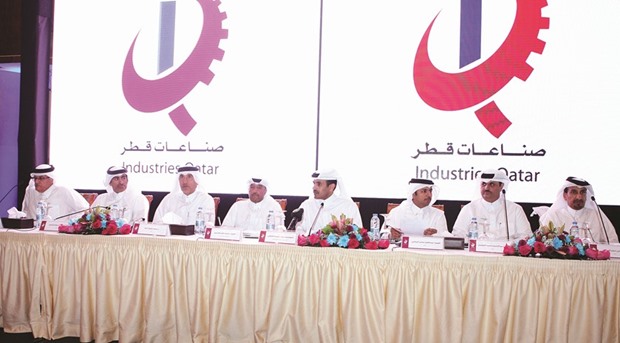 Al-Kaabi, along with other IQ board members, addressing the shareholders at the AGM yesterday.