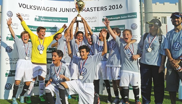SEK School team celebrating their winning the Qatar leg of the 2016 Volkswagen Junior Masters Tournament.