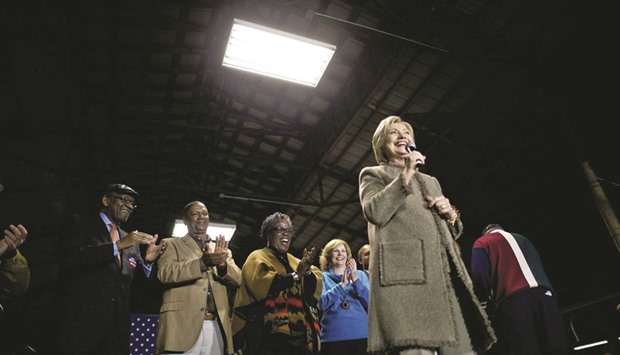 Hillary Clinton during solicitor David Pascoeu2019s annual oyster roast and fish fry at the Orangeburg County Fairgrounds in, South Carolina.