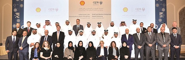 Officials from local SMEs, who were honoured by Qatar Shell in Doha earlier.