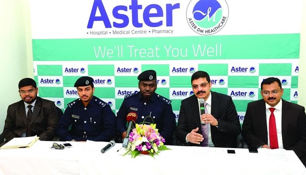 MOI and Aster Group officials at the press conference PICTURE: Thajuddin
