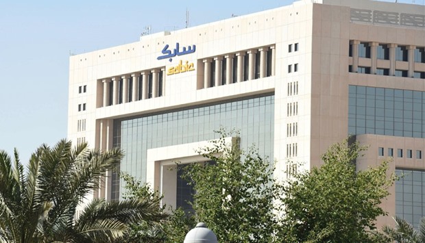 The headquarters of Saudi Basic Industries Corporation (Sabic) stand in Riyadh. Shares of the Saudi petrochemical giant fell as much as 1.5% early on yesterday but closed 1.9% higher.