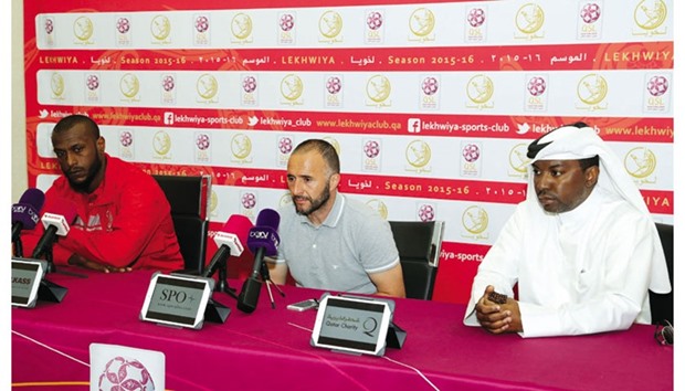 Lekhwiyau2019s Djamel Belmadi addresses a press conference ahead of his teamu2019s match against Al Sailiya.