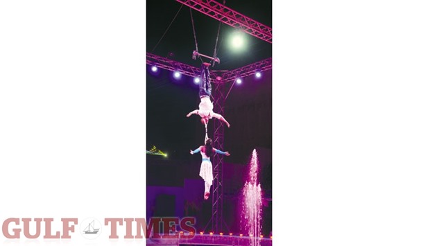 A performance from a circus troupe at the Souq Waqif Spring Festival which concluded yesterday after a 15-day run that attracted thousands of visitors from within Qatar and the other GCC countries. PICTURE: Shemeer Rasheed
