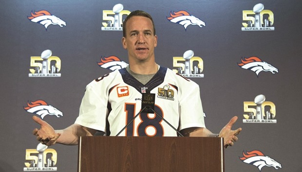 Denver Broncos quarterback Peyton Manning addresses the media during a press conference prior to Super Bowl 50 in Santa Clara. (USA TODAY Sports)