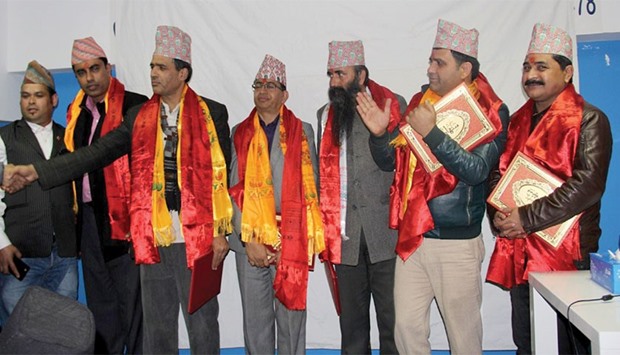 HONOUR: Different Nepalese community organisations across Qatar felicitated the visiting comedy team, Sisno Pani, during the five-day event.