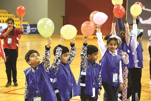 Children taking part in a fun activity at Al Bawasil Camp.