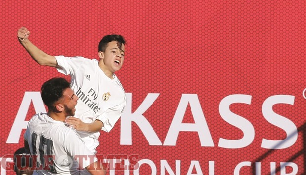 Real Madridu2019s Roman celebrates scoring against PSG in the Al kass International Cup yesterday.