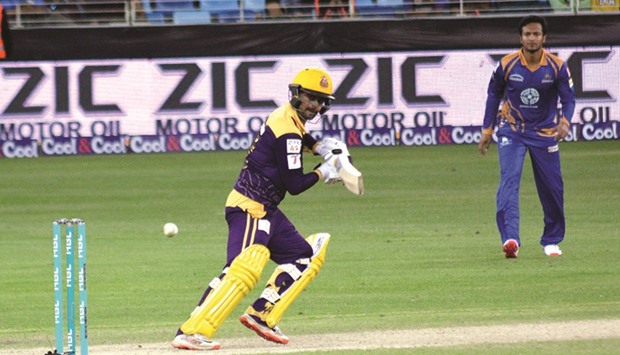 Quettau2019s Ahmed Shehzad plays a shot against the Karachi Kings in the PSL yesterday.