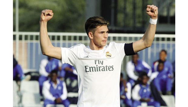 Real Madrid captain Adrian de la Barquilla celebrates his goal against Al Ahli yesterday.