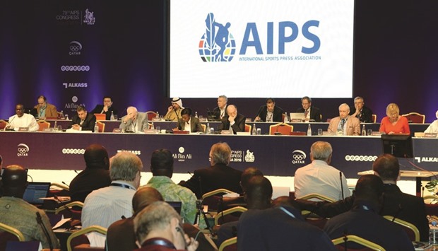 International Sports Press Association (AIPS) Congress underway at Dohau2019s Sheraton Hotel yesterday.