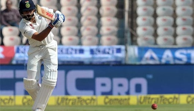 India's Virat Kohli plays a shot during the second day of the Test match against Bangladesh in Hyderabad on Friday.