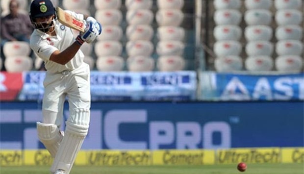 India's Virat Kohli plays a shot during the second day of the Test match against Bangladesh in Hyderabad on Friday.