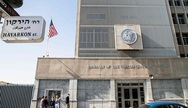,I am thinking about the embassy, I am studying the embassy (issue),, Trump told Israel Hayom.  Picture: The US Embassy building in the Israeli coastal city of Tel Aviv.