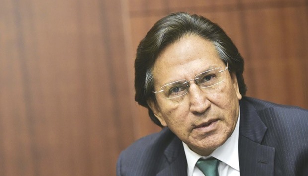 (FILES) This file photo taken on June 17, 2016 shows former Peruvian President (2001-2006) Alejandro Toledo speaking during a discussion on Venezuela and the OAS at The Center for Strategic and International Studies (CSIS) in Washington, DC. Prosecutors in Peru requested the arrest of former president Alejandro Toledo on February 7, 2017 over accusations he took a $20-million bribe from scandal-plagued Brazilian construction firm Odebrecht.