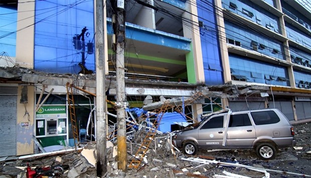A damaged school building after a 6.5-magnitude earthquake struck overnight in Surigao City