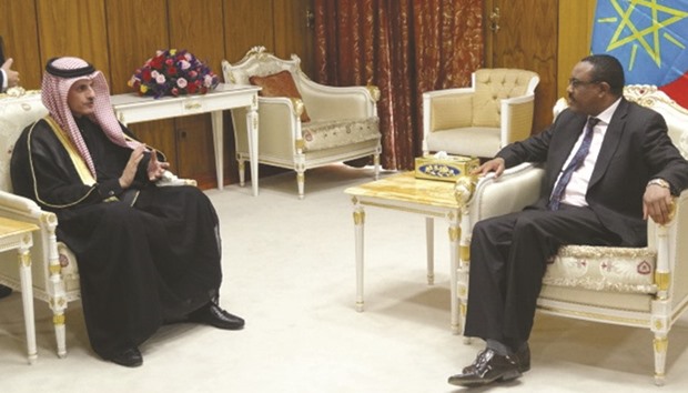 Sheikh Dr Khalid calls on Ethiopian Prime Minister Hailemariam Desalegn Boshe in Addis Ababa recently.