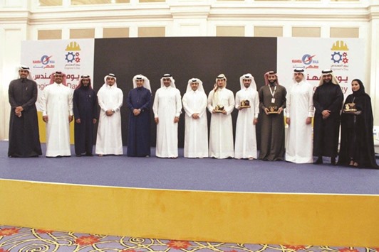 Officials and guests at the Kahramaa event.