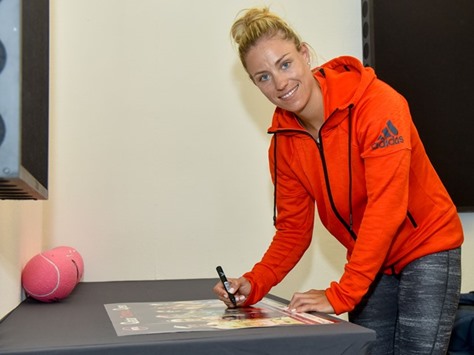 Angelique Kerber poses after her press conference yesterday.