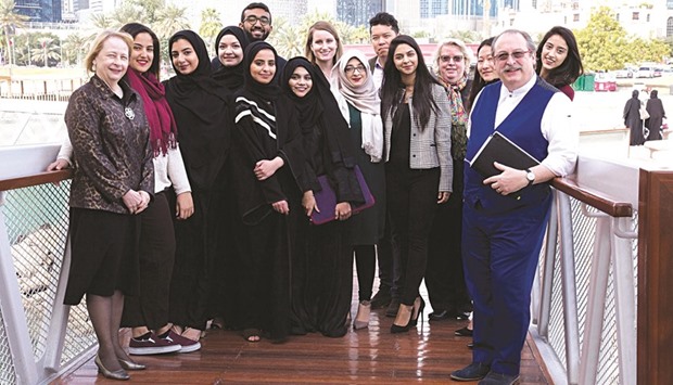 QGBC experts with NU-Q students at an event at Msheireb Enrichment Centre on Doha Corniche.