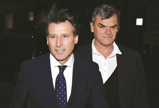 A file photo of IAAF president Sebastian Coe (left) with Nick Davies, then deputy general secretary of the IAAF. (AFP)