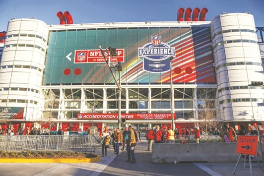 General view of the entrance to the NFL Experience in downtown Houston prior to Super Bowl LI between the New England Patriots and the Atlanta Falcons in Houston. PICTURE: USA TODAY Sports