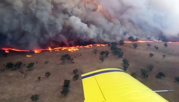 A bushfire near Leadville in New South Wales on Sunday.