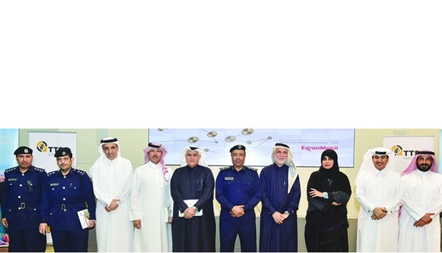 Officials at the MoU signing between the Qatar Transportation and Traffic Safety Center at Qatar University College of Engineering, and the General Directorate of Traffic.