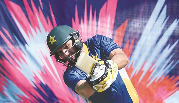 This file photo taken on March 24, 2016 shows Pakistanu2019s captain Shahid Afridi batting during a training session at the Punjab Cricket Association Stadium in Mohali. A burgeoning Twenty20 tournament and growing interest from abroad is turning Hong Kong into one of Asiau2019s fastest-rising cricketing destinations u2013 and could help the sport make inroads into mainland China. Hong Kongu2019s T20 Blitz is approaching only its second edition but already it is attracting a number of well-known players, including Pakistan Test captain Misbah-ul-Haq and hard-hitting all-rounder Afridi.