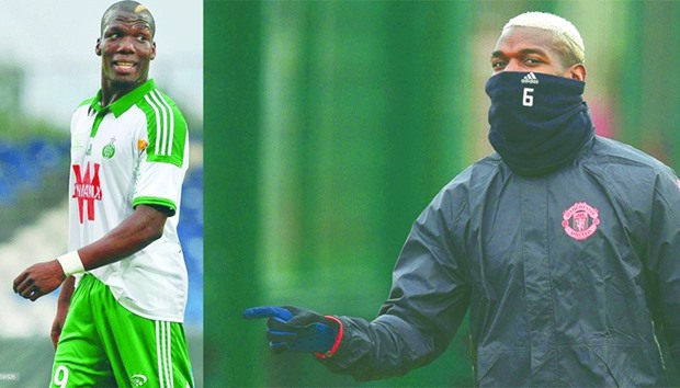 It will be a face-off between Florentin Pogba and younger brother Paul (right) when Saint-Etienne meet Manchester United in the Europa League tonight.