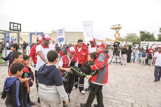 QRCS staff teach first aid to visitors at Katara.