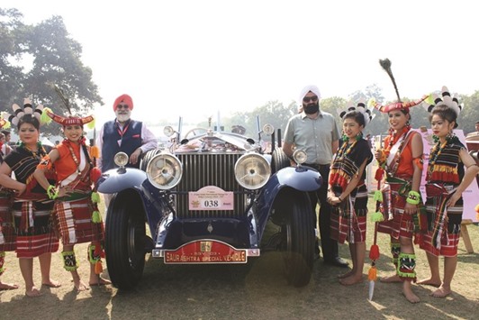 A vintage car on display at 21 Gun Salute International Vintage Car Rally & Concours Show 2017 in New Delhi.