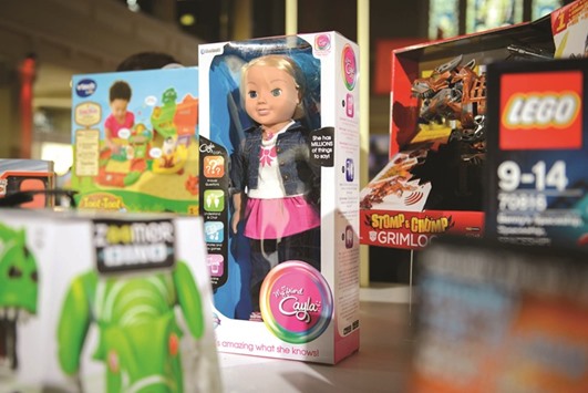 This file photo taken on November 05, 2014 shows the talking doll u2018My Friend Caylau2019, displayed at the DreamToys toy fair in central London. German regulators have banned the doll, warning that it was a de facto u2018spying deviceu2019.