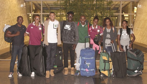 Shine project athletes from Brazil pictured on their arrival in Doha.