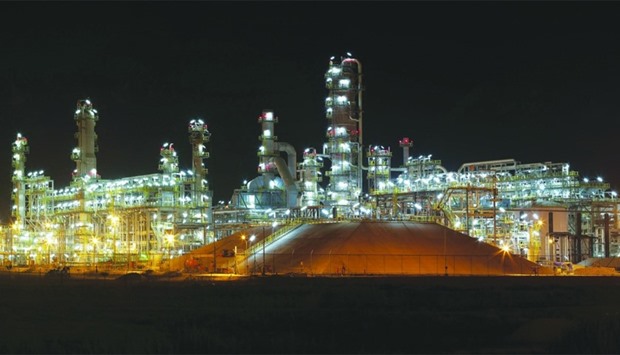 A night view of the QR5.5bn Laffan Refinery 2