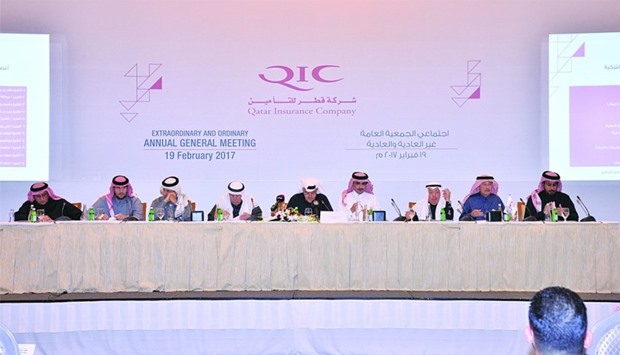 Al-Attiya and other board members addressing the shareholders at the AGM. QIC would continue to maximise value for shareholders, trusted business partners and customers while supporting development of the sector and the economy, chief executive Khalifa Abdulla Turki al-Subaey said