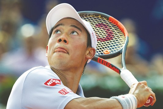Kei Nishikori during his Argentina Open semi-final against Carlos Berlocq in Buenos Aires. Nishikori won 4-6, 6-4, 6-3. (AFP)