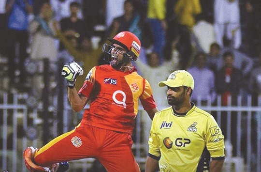 Islamabadu2019s Amad Butt (left) scored the winning run off the last ball.