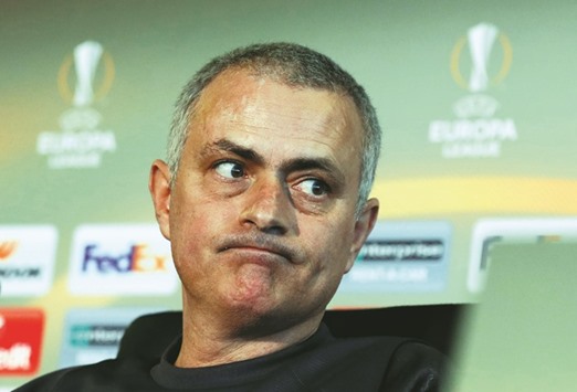 File picture of current Manchester United manager Jose Mourinho during a press conference.